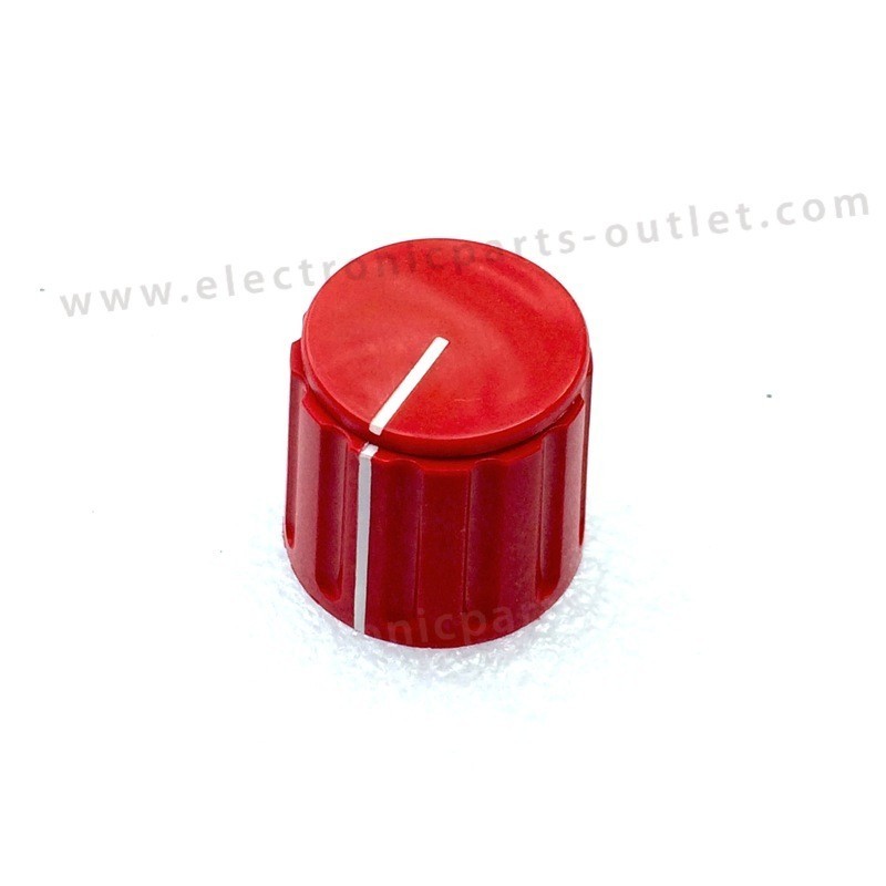 Knob red Ø 21mm  shaft 4mm, with indicator stripe on top & side